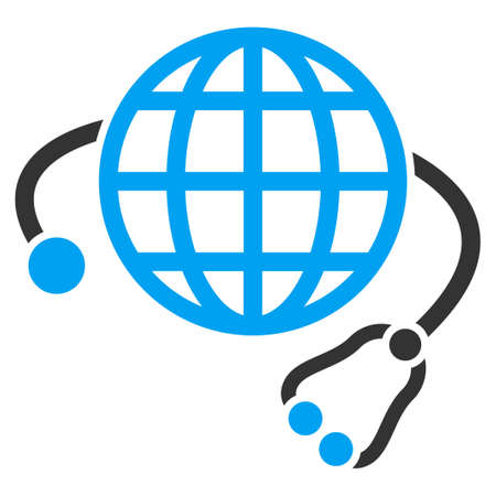 Global Medicine vector icon. Style is bicolor flat symbol, blue and gray colors, rounded angles, white background.のイラスト素材