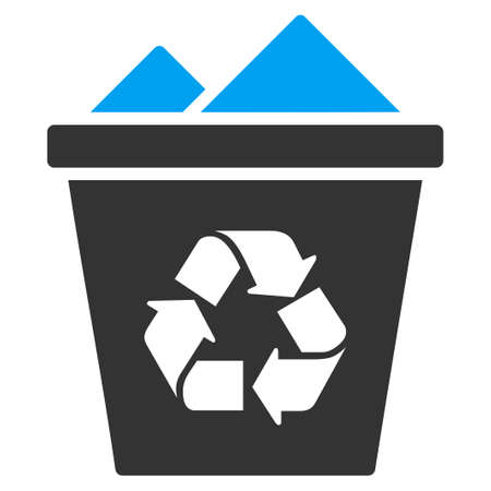 Full Recycle Bin vector icon. Style is bicolor flat symbol, blue and gray colors, rounded angles, white background.のイラスト素材