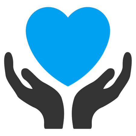 Heart Care vector icon. Style is bicolor flat symbol, blue and gray colors, rounded angles, white background.のイラスト素材