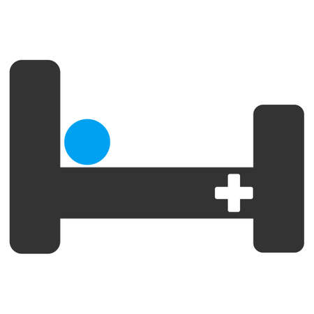 Hospital Bed vector icon. Style is bicolor flat symbol, blue and gray colors, rounded angles, white background.のイラスト素材