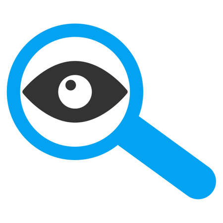 Investigate vector icon. Style is bicolor flat symbol, blue and gray colors, rounded angles, white background.のイラスト素材