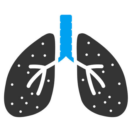 Lungs vector icon. Style is bicolor flat symbol, blue and gray colors, rounded angles, white background.のイラスト素材