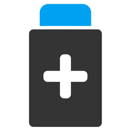 Medication Bottle vector icon. Style is bicolor flat symbol, blue and gray colors, rounded angles, white background.のイラスト素材