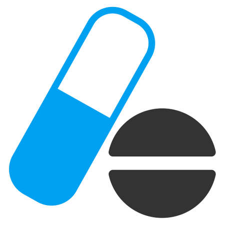 Medication vector icon. Style is bicolor flat symbol, blue and gray colors, rounded angles, white background.のイラスト素材