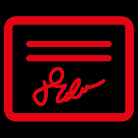 Agreement raster icon. Style is flat symbol, red color, rounded angles, black background.の写真素材