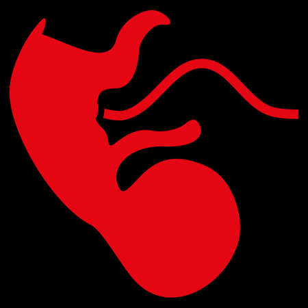 Ape Embryo raster icon. Style is flat symbol, red color, rounded angles, black background.の写真素材