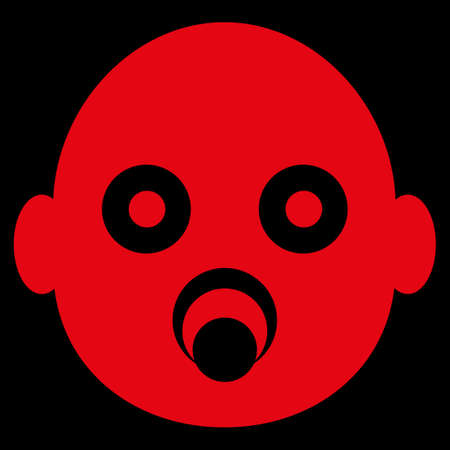 Baby Head raster icon. Style is flat symbol, red color, rounded angles, black background.の写真素材