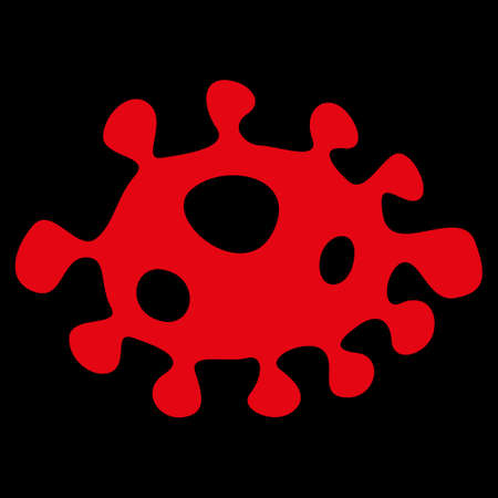 Bacteria raster icon. Style is flat symbol, red color, rounded angles, black background.の写真素材