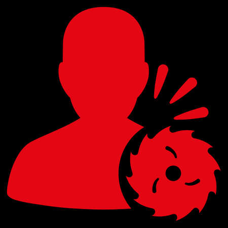 Body Execution raster icon. Style is flat symbol, red color, rounded angles, black background.の写真素材