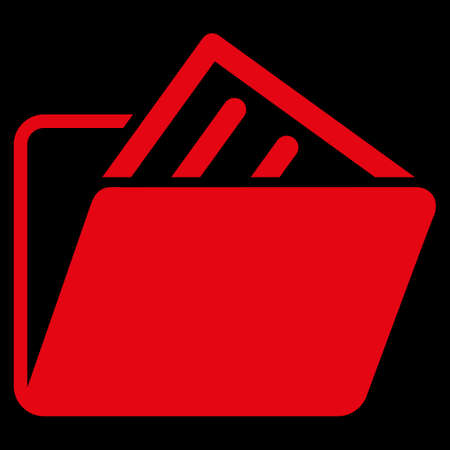 Document Folder raster icon. Style is flat symbol, red color, rounded angles, black background.の写真素材