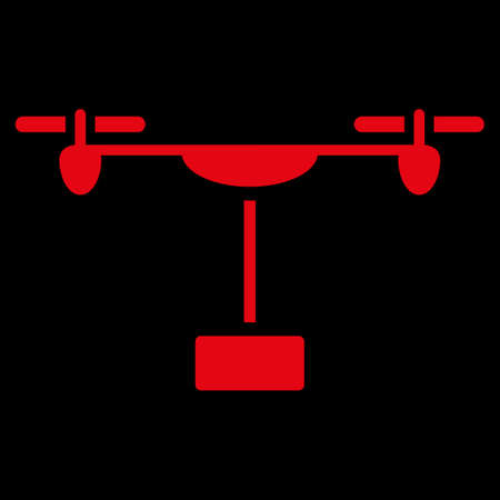 Drone Shipment raster icon. Style is flat symbol, red color, rounded angles, black background.の写真素材