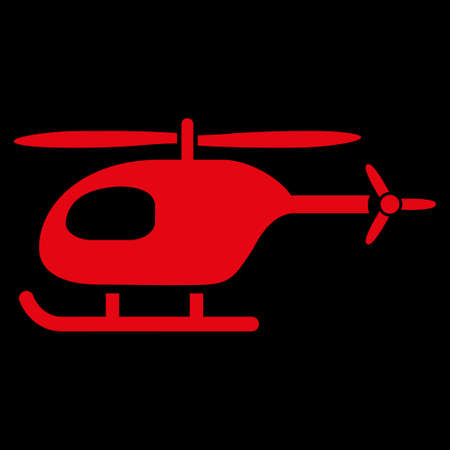 Helicopter raster icon. Style is flat symbol, red color, rounded angles, black background.の写真素材