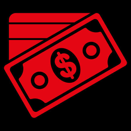Money raster icon. Style is flat symbol, red color, rounded angles, black background.の写真素材
