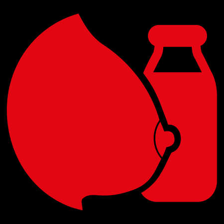 Mother Milk raster icon. Style is flat symbol, red color, rounded angles, black background.の写真素材