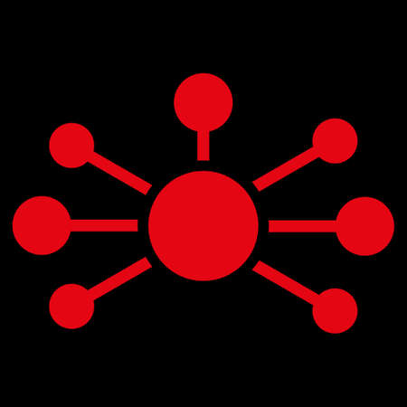 Relations raster icon. Style is flat symbol, red color, rounded angles, black background.の写真素材