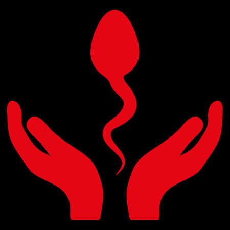 Sperm Care raster icon. Style is flat symbol, red color, rounded angles, black background.の写真素材