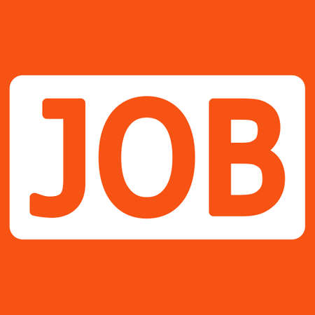 Job icon. Vector style is flat symbol, white color, rounded angles, orange background.のイラスト素材