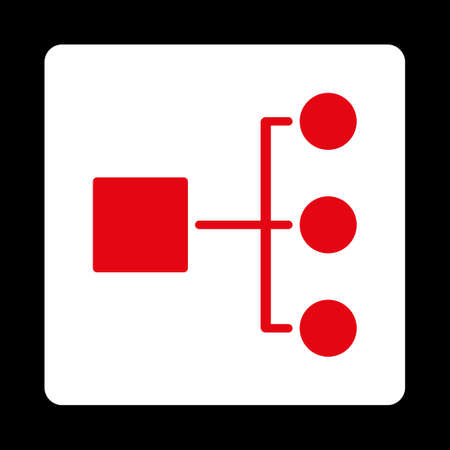 Diagram icon from Commerce Buttons OverColor Set. Vector style is red and white colors, flat square rounded button, black background.のイラスト素材