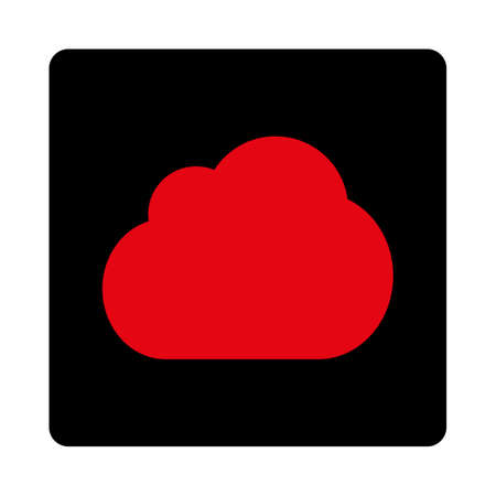 Cloud icon. This rounded square flat button is drawn with intensive red and black colors on a white background.のイラスト素材
