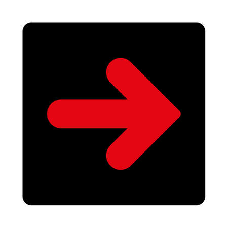 Arrow Right icon. This rounded square flat button is drawn with intensive red and black colors on a white background.のイラスト素材