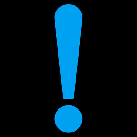 Exclamation Sign icon from Primitive Set. This isolated flat symbol is drawn with blue color on a black background, angles are rounded.の写真素材