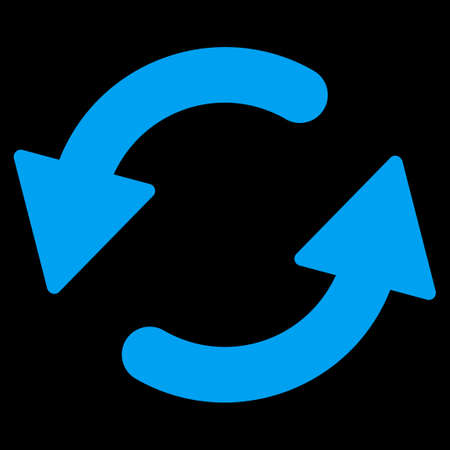 Refresh Ccw icon from Primitive Set. This isolated flat symbol is drawn with blue color on a black...