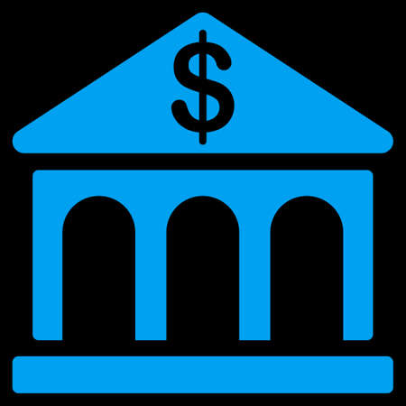Bank icon. This flat vector symbol uses blue color, rounded angles, and isolated on a black background.のイラスト素材