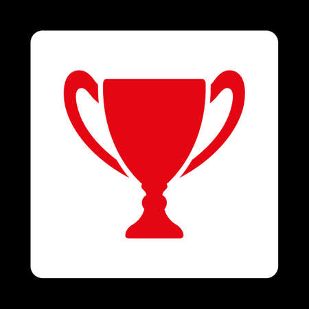 Cup icon. Icon style is red and white colors, flat rounded square button, black background.のイラスト素材