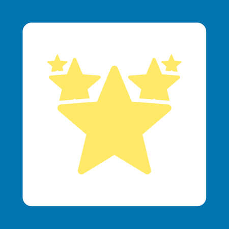 Hit parade icon. Icon style is yellow and white colors, flat rounded square button, blue background.のイラスト素材