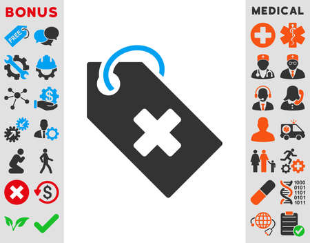 Hospital Tag vector icon. Style is bicolor flat symbol, blue and gray colors, rounded angles, white background.のイラスト素材
