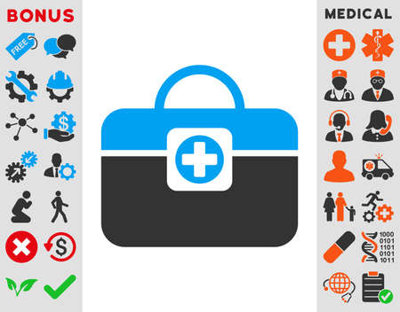 Medic Case vector icon. Style is bicolor flat symbol, blue and gray colors, rounded angles, white background.のイラスト素材