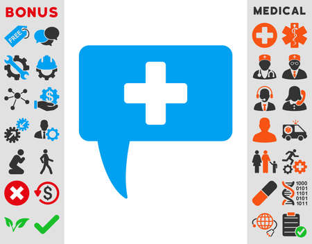 Medical Answer vector icon. Style is bicolor flat symbol, blue and gray colors, rounded angles, white background.のイラスト素材