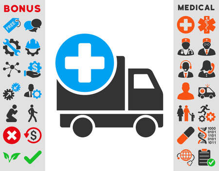 Medical Delivery vector icon. Style is bicolor flat symbol, blue and gray colors, rounded angles, white background.のイラスト素材