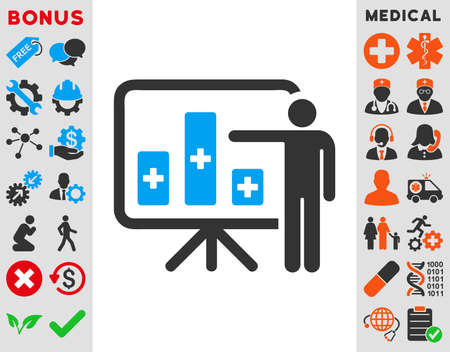 Medical Public Report vector icon. Style is bicolor flat symbol, blue and gray colors, rounded angles, white background.のイラスト素材