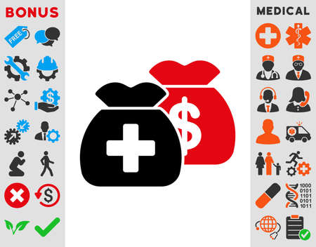 Health Care Funds raster icon. Style is bicolor flat symbol, intensive red and black colors, rounded angles, white background.の写真素材