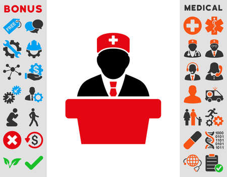 Health Care Official raster icon. Style is bicolor flat symbol, intensive red and black colors, rounded angles, white background.の写真素材