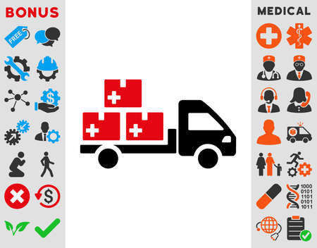 Medication Delivery raster icon. Style is bicolor flat symbol, intensive red and black colors, rounded angles, white background.の写真素材