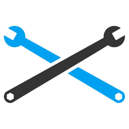 Wrenches vector icon. Style is bicolor flat symbol, blue and gray colors, rounded angles, white background.のイラスト素材