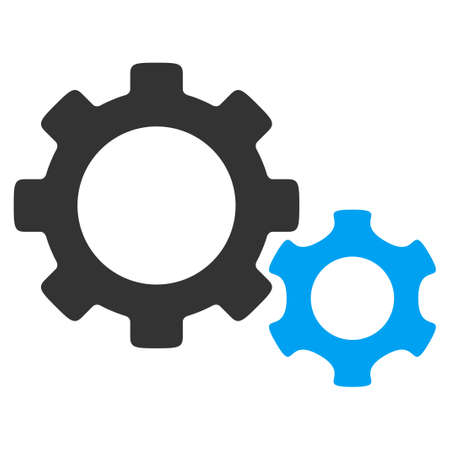 Gears vector icon. Style is bicolor flat symbol, blue and gray colors, rounded angles, white background.のイラスト素材