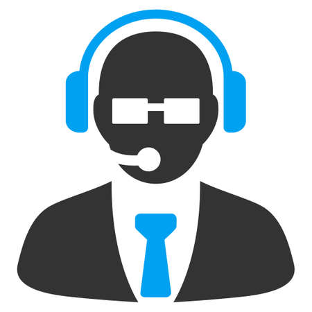 Support Manager vector icon. Style is bicolor flat symbol, blue and gray colors, rounded angles, white background.のイラスト素材