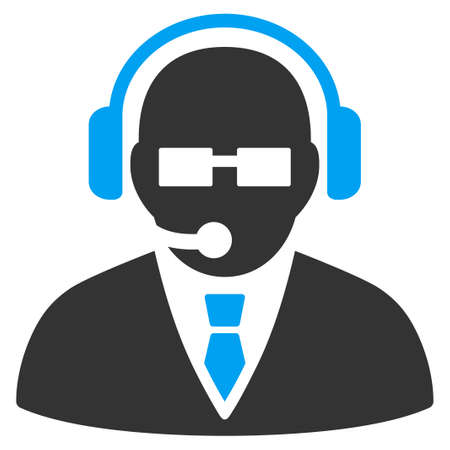 Support Manager vector icon. Style is bicolor flat symbol, blue and gray colors, rounded angles, white background.のイラスト素材
