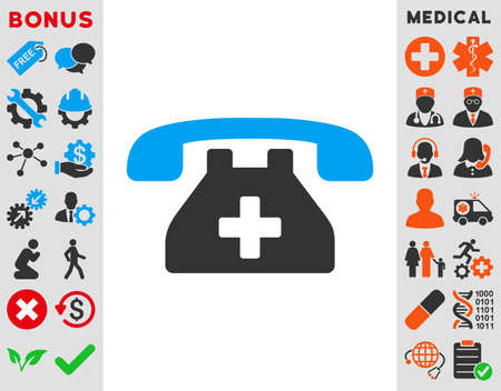 Clinic Phone raster icon. Style is bicolor flat symbol, blue and gray colors, rounded angles, white background.の写真素材