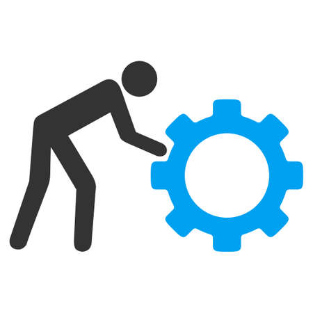 Working Person vector icon. Style is bicolor flat symbol, blue and gray colors, rounded angles, white background.のイラスト素材