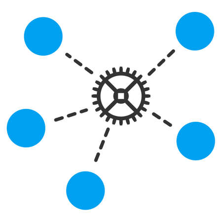 Gear Links vector icon. Style is bicolor flat symbol, blue and gray colors, rounded angles, white background.のイラスト素材