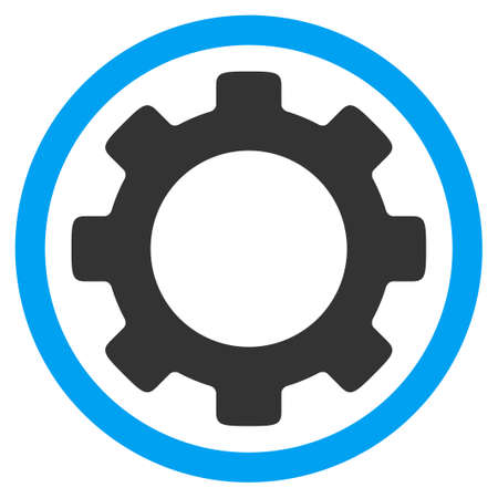 Gear glyph icon. Style is bicolor flat symbol, blue and gray colors, rounded angles, white background.の写真素材