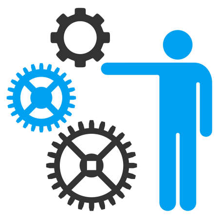 Mechanics Presentation glyph icon. Style is bicolor flat symbol, blue and gray colors, rounded angles, white background.の写真素材