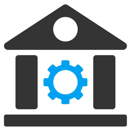 Factory glyph icon. Style is bicolor flat symbol, blue and gray colors, rounded angles, white background.の写真素材