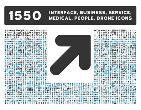 Arrow Up Right icon and other web interface, business, tools, people, medical service and awards glyph symbols. Style is bicolor flat symbols, blue and gray colors, rounded angles, white background.の写真素材
