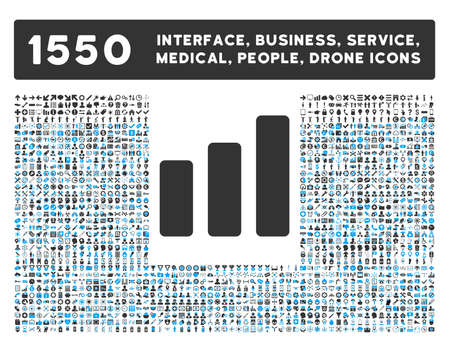 Bar Chart Increase icon and other web interface, business, tools, people, medical service and awards glyph symbols. Style is bicolor flat symbols, blue and gray colors, rounded angles, white background.の写真素材