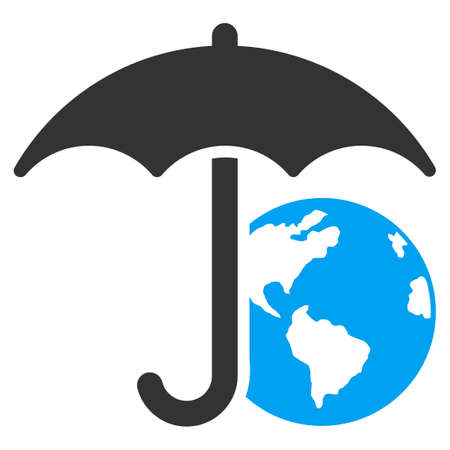 Earth Umbrella vector icon. Style is flat symbol, rounded angles, white background.のイラスト素材